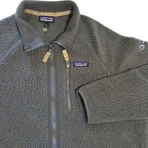 Patagonia Mens Retro Pile Fleece Jacket XL Gray Outdoors Full Zip Sweater *LOGO